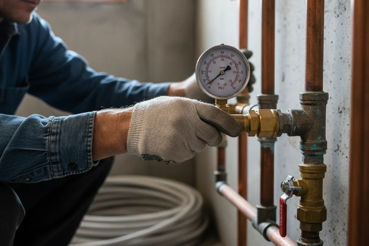 Pressure testing a repaired line during Water Line Repair in Kennard